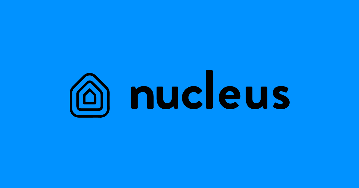 Nucleus logo on blue background