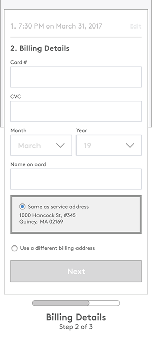 Screenshot of wireframe for user flow