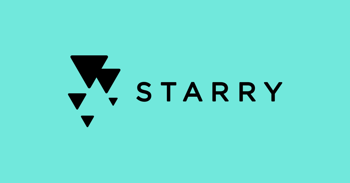 Starry logo on bright teal background